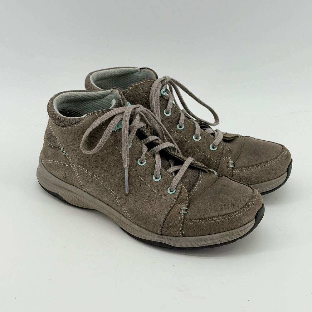Ahnu Women 7 Grey Leather Suede Lace Up Hiking Ankle Boots 1009551CLGY